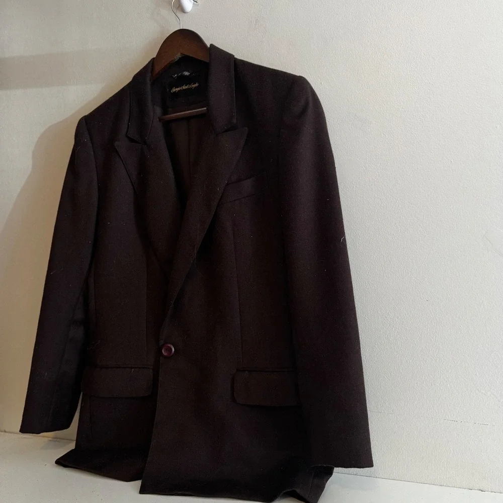 VTG Giorgio Sant Angelo Women's Chocolate Brown 100% Wool Blazer Sz 6 Fall